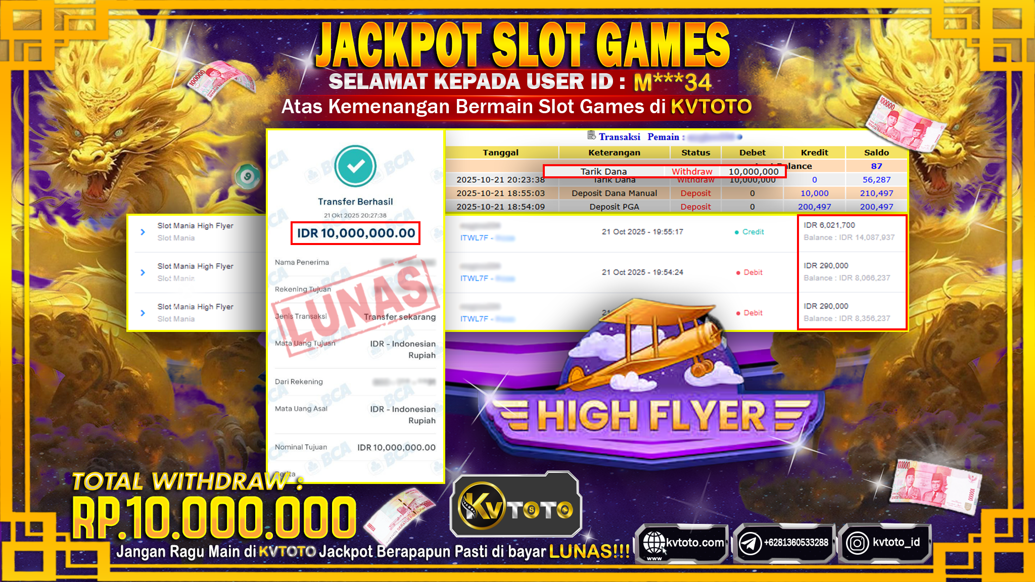✨ JACKPOT Di SLOT MANIA HIGH FLYER✨