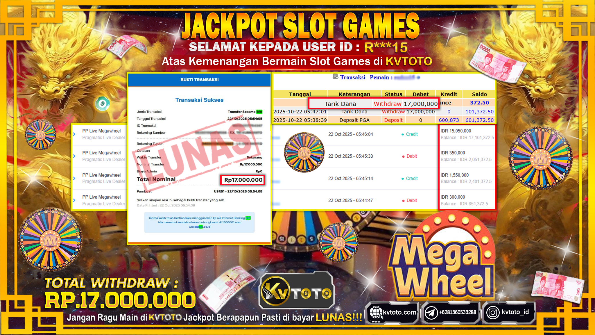 ✨ JACKPOT Di PP LIVE MEGAWHEEL✨