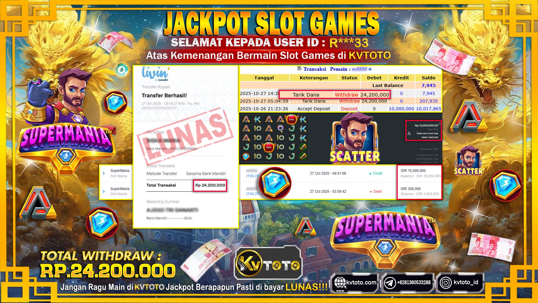 ✨ JACKPOT Di SLOT SUPERMANIA✨