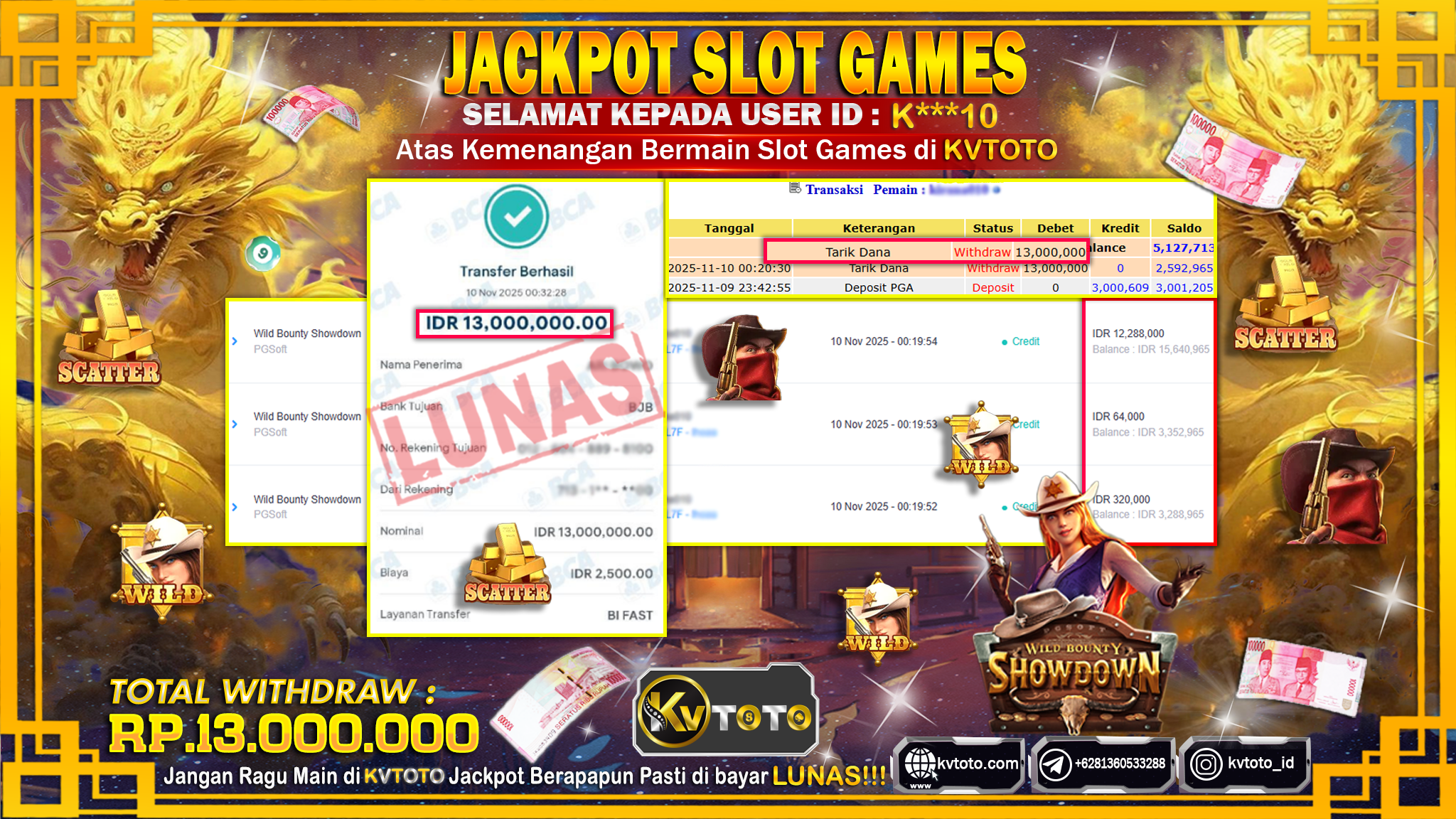 ✨ JACKPOT Di SLOT WILD BOUNTY SHOWDOWN✨