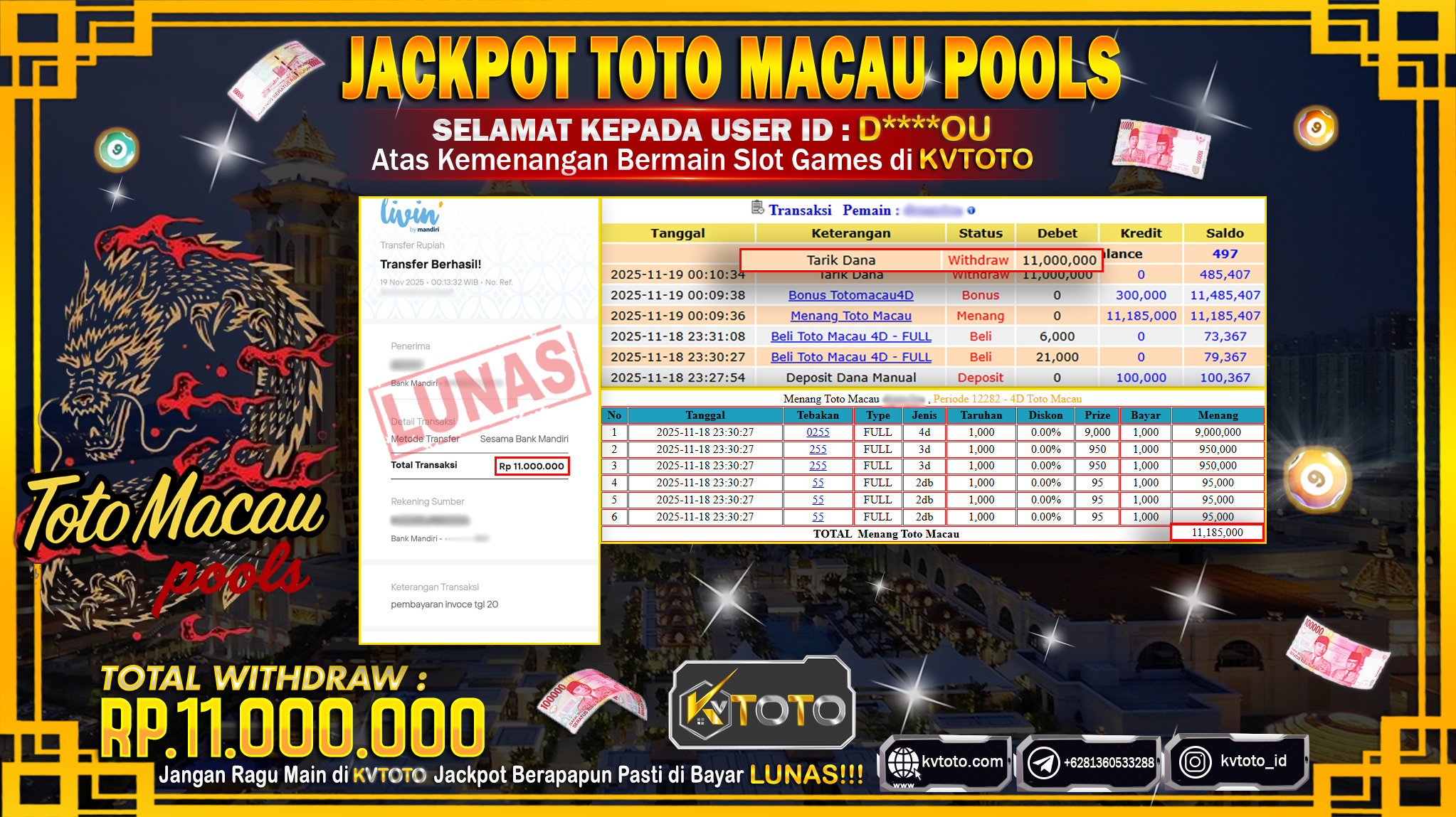 ✨ JACKPOT Di TOTOMACAU POOLS ✨