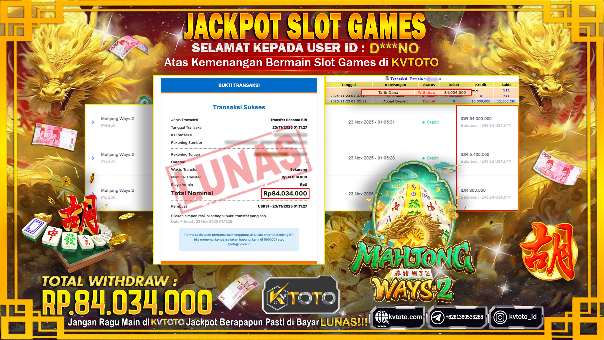 ✨ JACKPOT Di SLOT MAHJONG WAYS 2 ✨