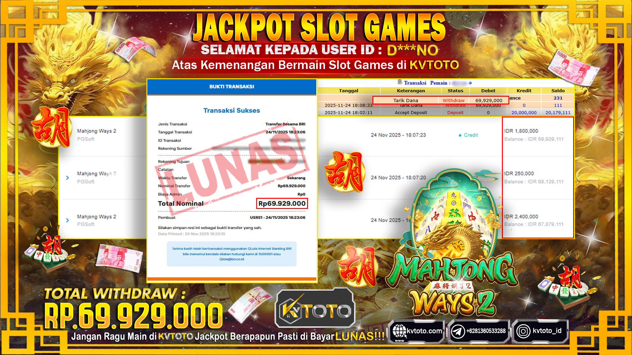 ✨ JACKPOT Di SLOT MAHJONG WAYS 2 ✨
