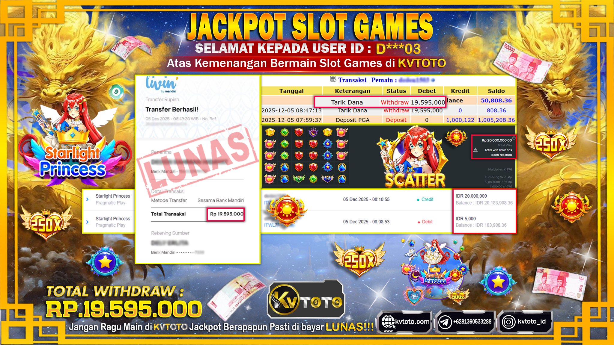✨ JACKPOT Di SLOT STARLIGHT PRINCESS✨