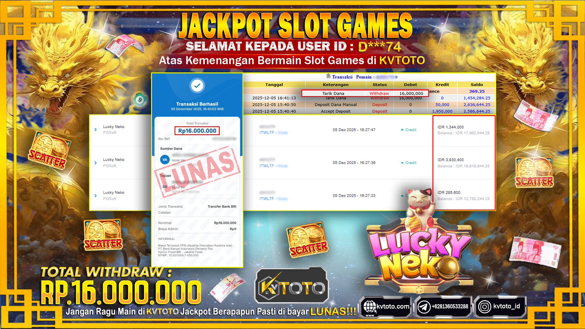 ✨ JACKPOT Di SLOT LUCKY NEKO ✨