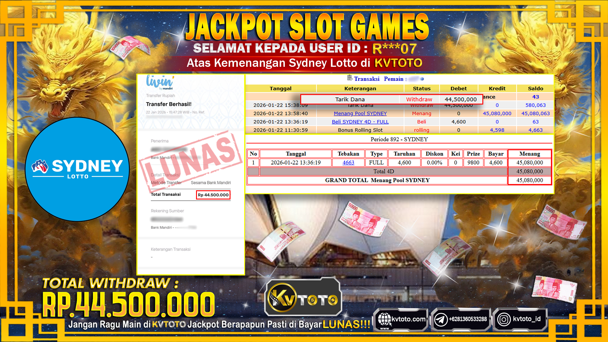 ✨ JACKPOT Di SYDNEY LOTTO ✨