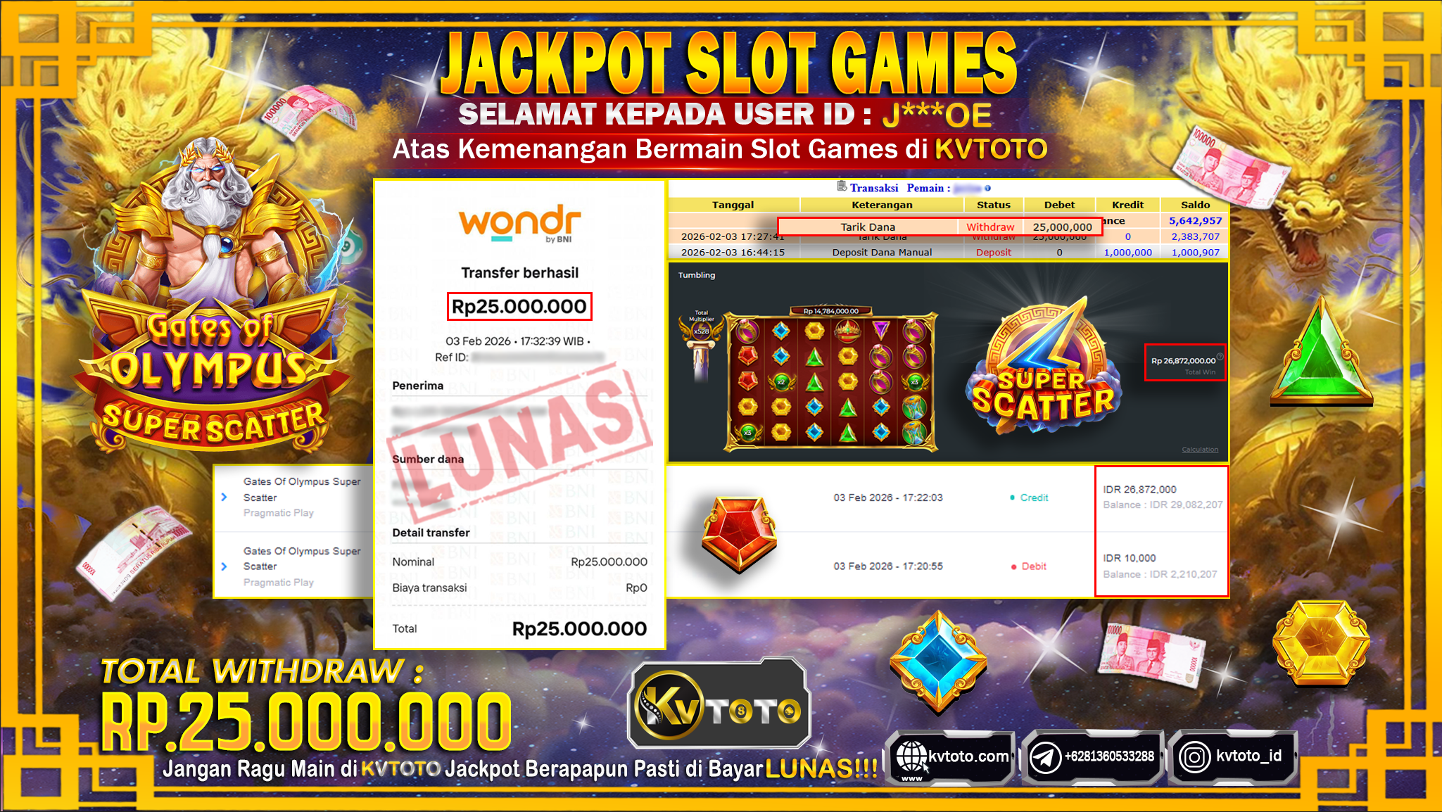 ✨ JACKPOT Di SLOT GATES OF OLYMPUS SUPER SCATTER ✨