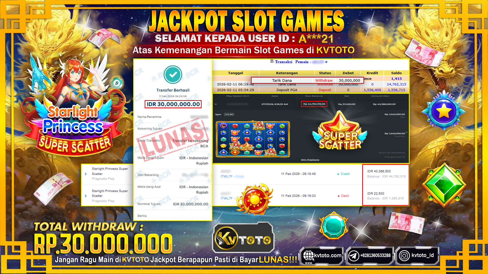 ✨ JACKPOT Di SLOT STARLIGHT PRINCESS SUPER SCATTER✨