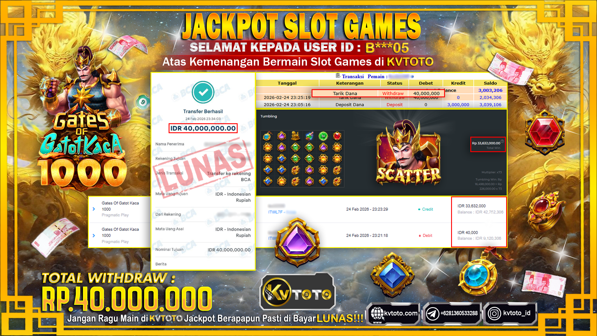 ✨ JACKPOT Di SLOT GATES OF GATOTKACA 1000✨