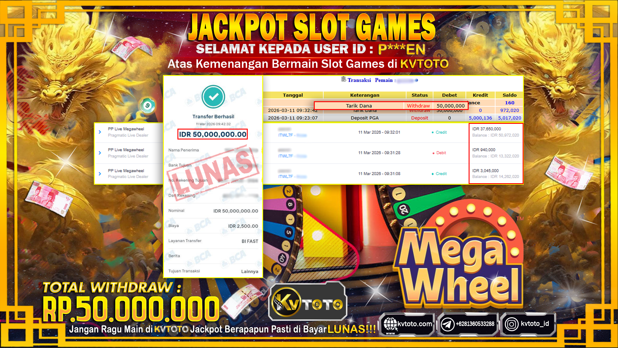 ✨ JACKPOT Di PP LIVE MEGAWHEEL✨