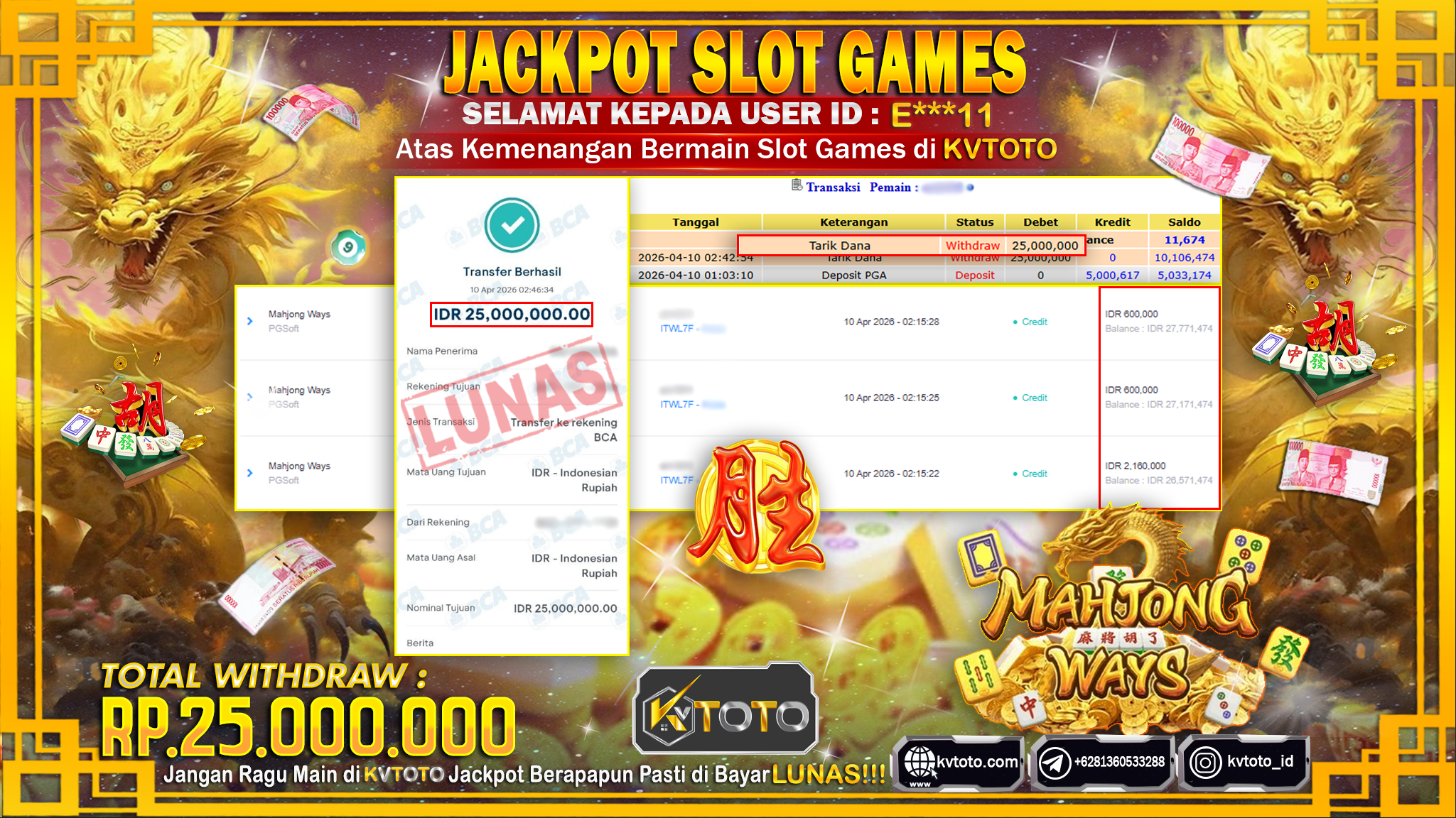 ✨ JACKPOT Di SLOT MAHJONG WAYS ✨