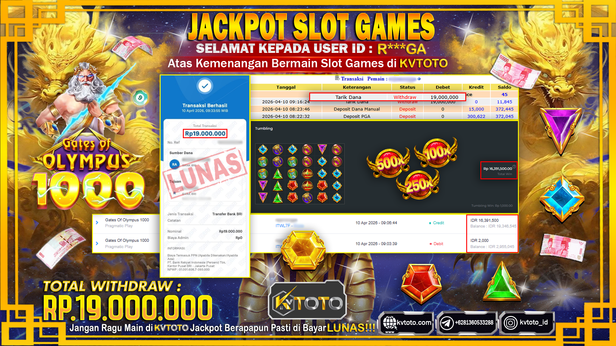 ✨ JACKPOT Di SLOT GATES OF OLYMPUS 1000 ✨