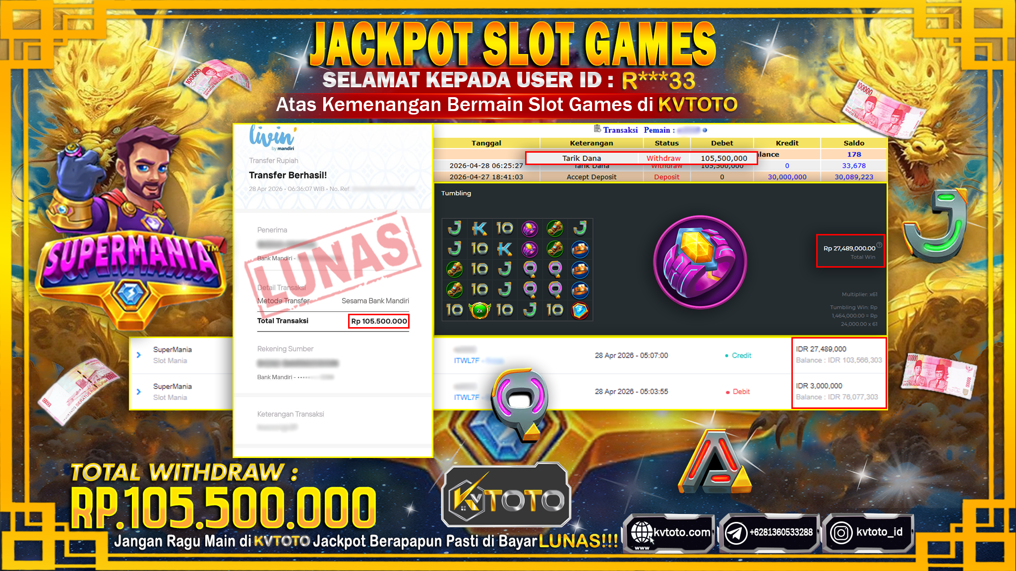 ✨ JACKPOT Di SLOT SUPERMANIA  ✨