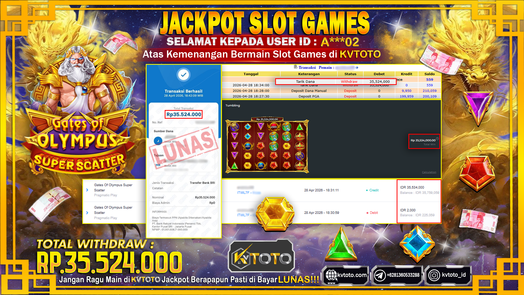 ✨ JACKPOT Di SLOT GATES OF OLYMPUS SUPER SCATTER ✨