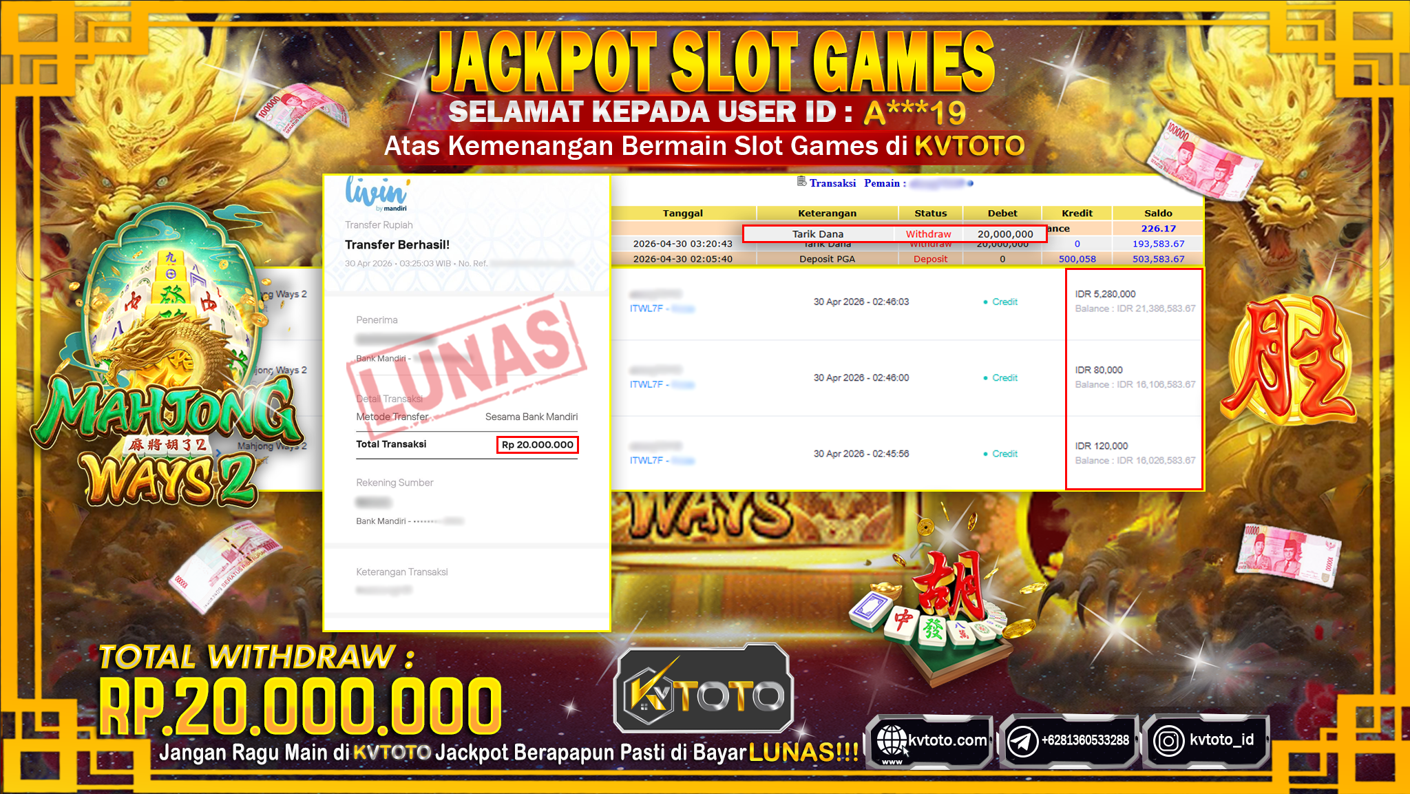 ✨ JACKPOT Di SLOT MAHJONG WAYS 2 ✨
