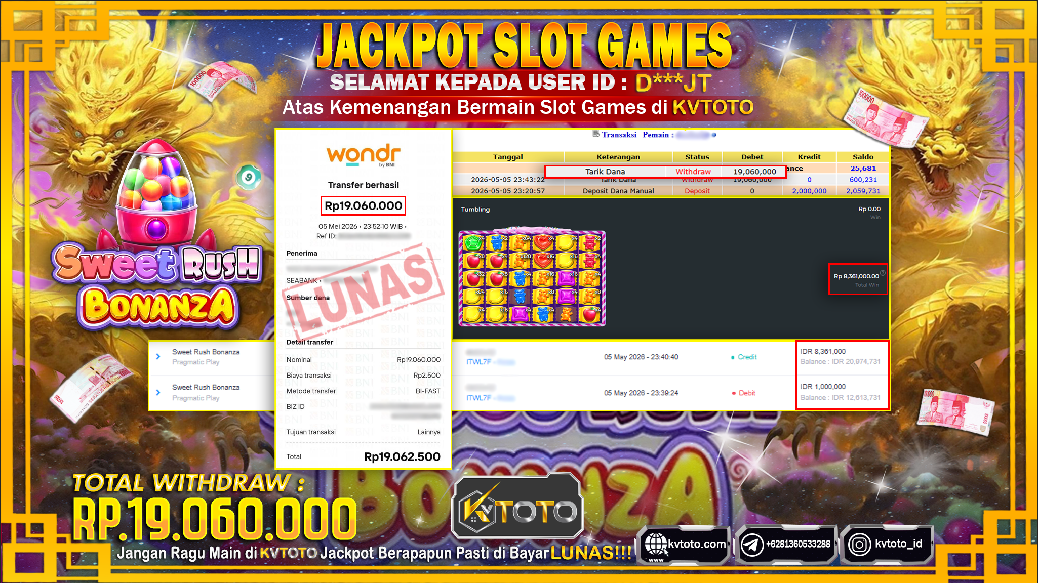 ✨ JACKPOT Di SLOT SWEET RUSH BONANZA ✨