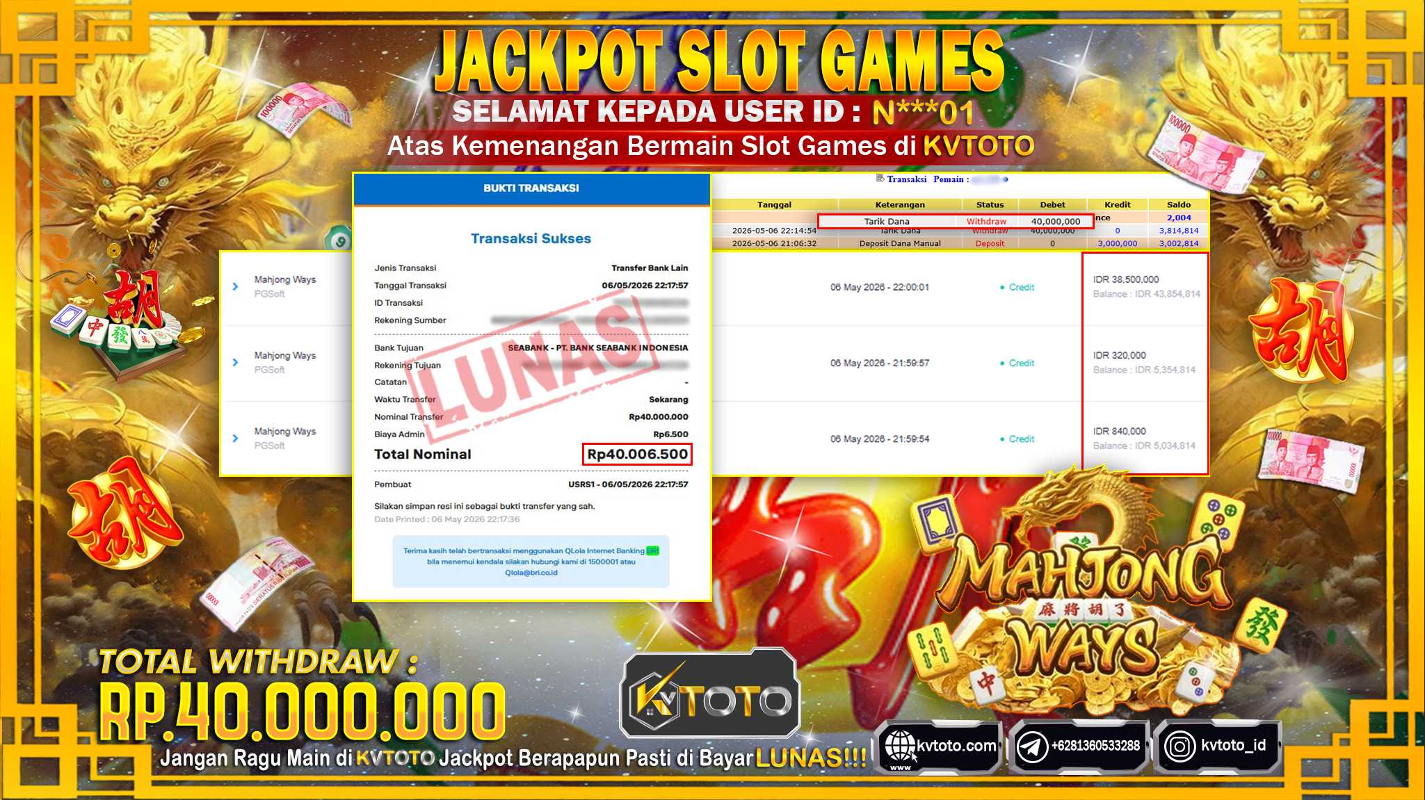 ✨ JACKPOT Di SLOT MAHJONG WAYS ✨