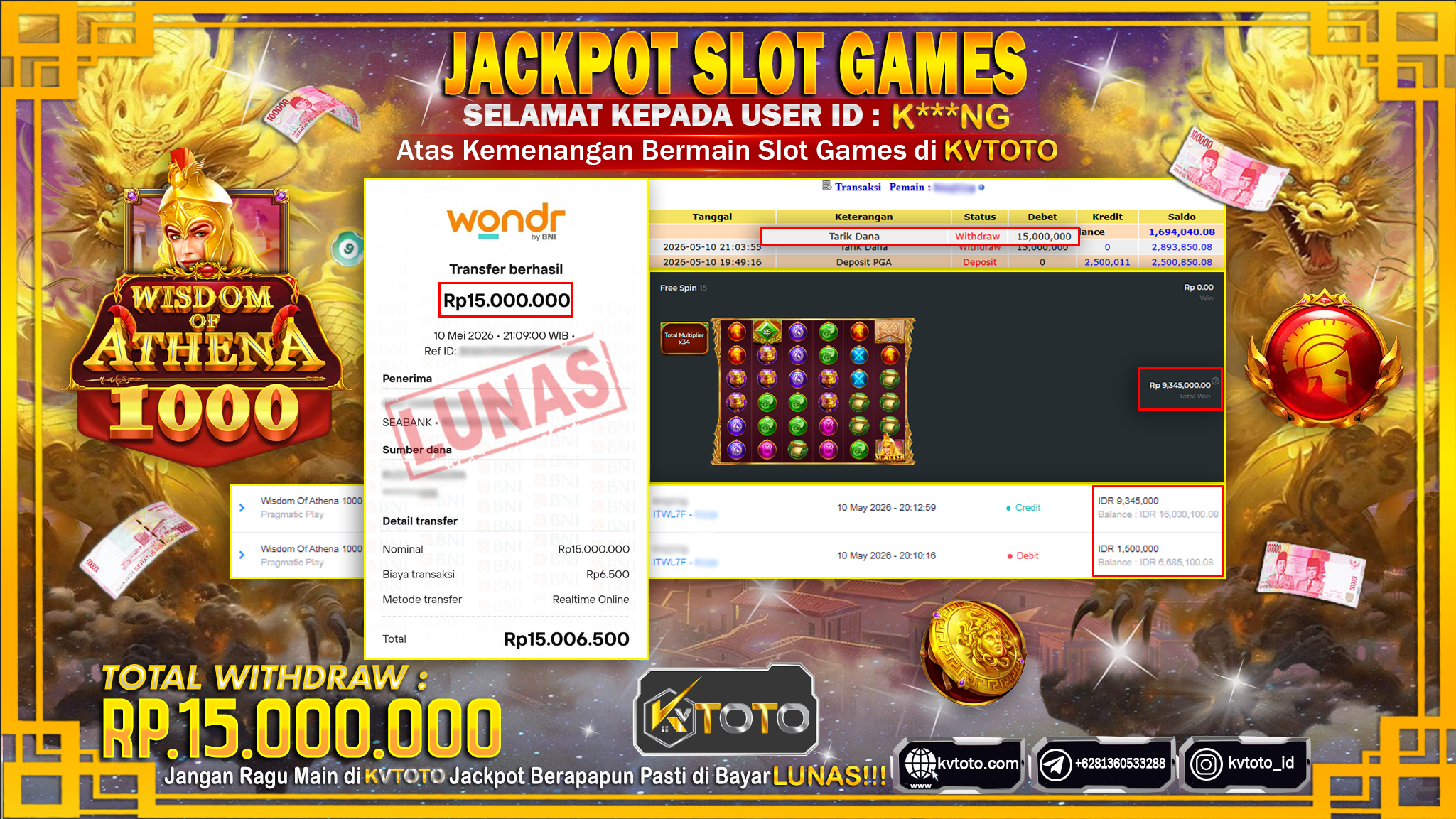 ✨ JACKPOT Di SLOT WISDOM OF ATHENA 1000 ✨