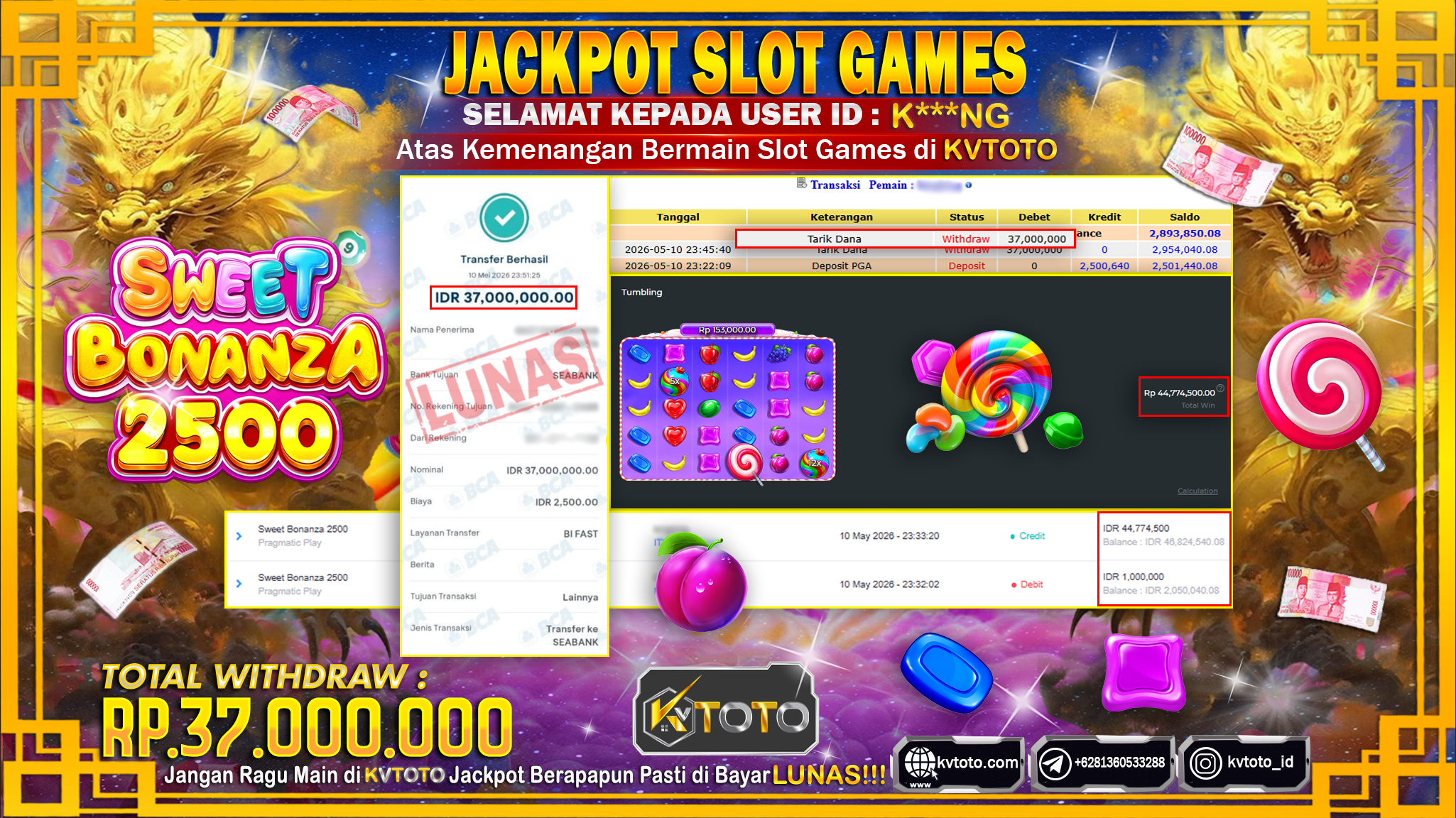 ✨ JACKPOT Di SLOT SWEET BONANZA 2500 ✨