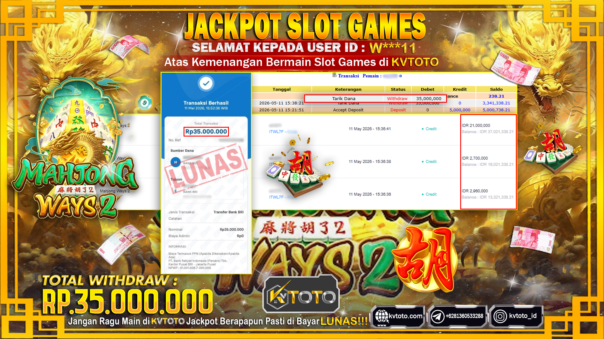 ✨ JACKPOT Di SLOT MAHJONG WAYS 2 ✨