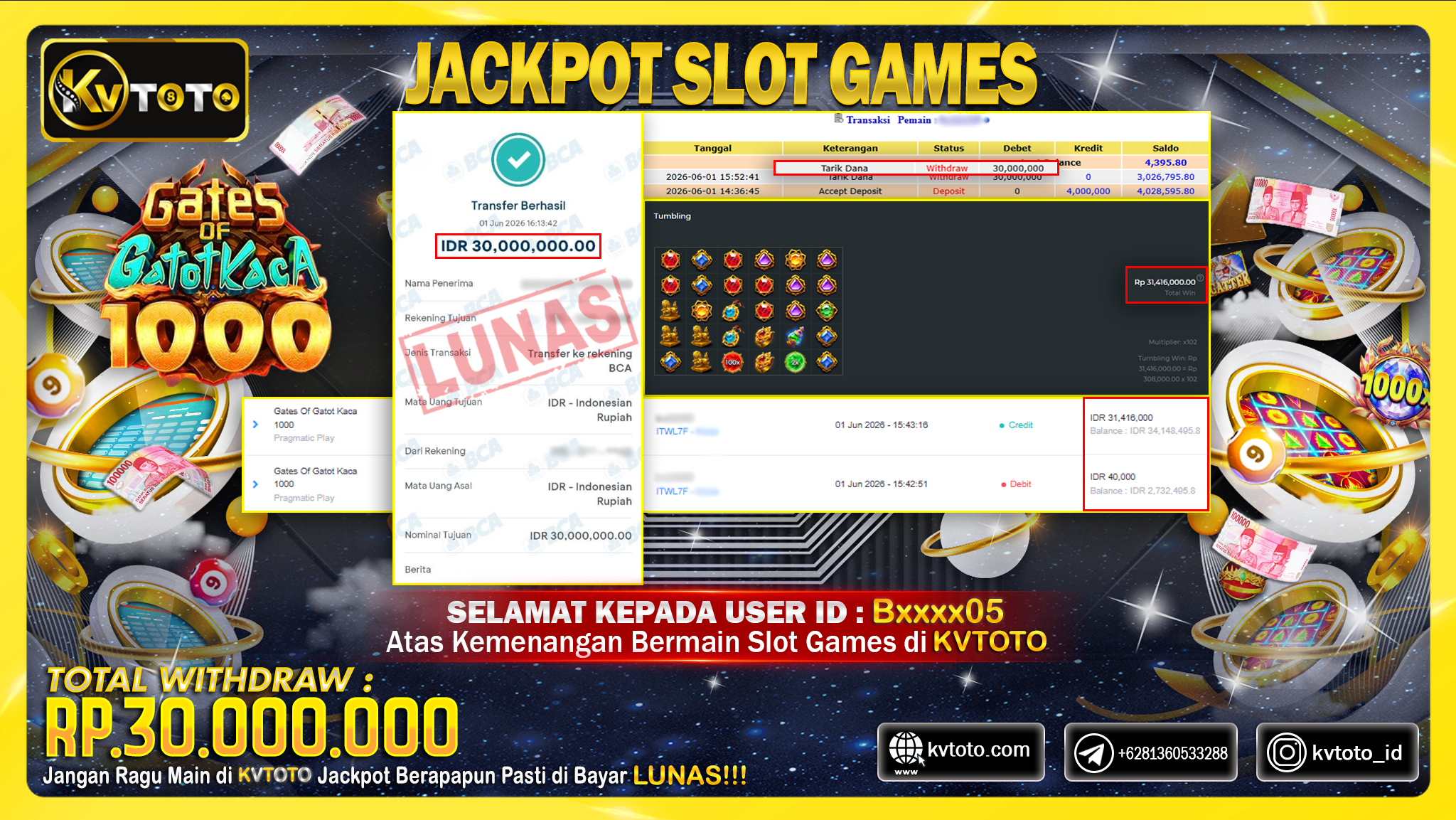 ✨ JACKPOT Di SLOT GATES OF GATOTKACA 1000 ✨