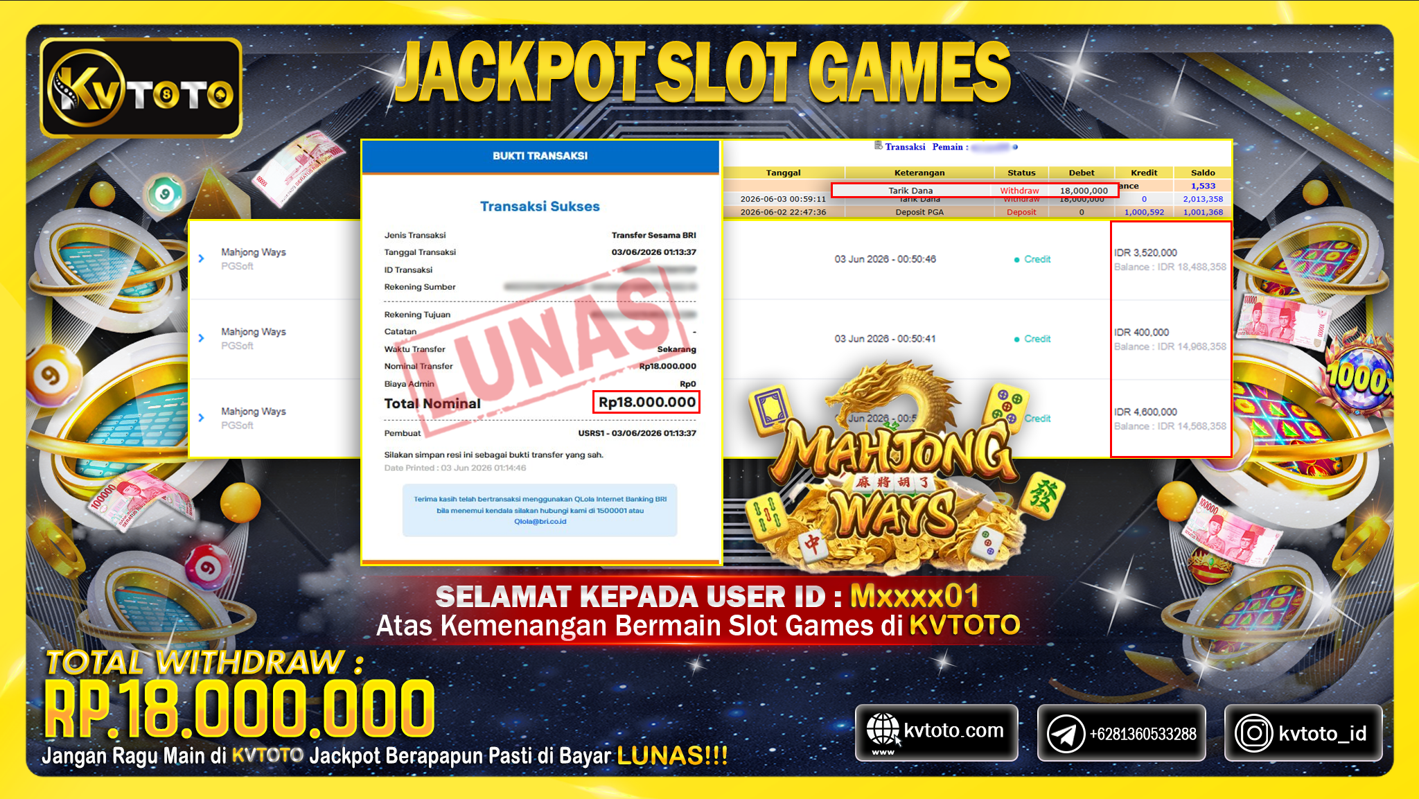 ✨ JACKPOT Di SLOT MAHJONG WAYS ✨
