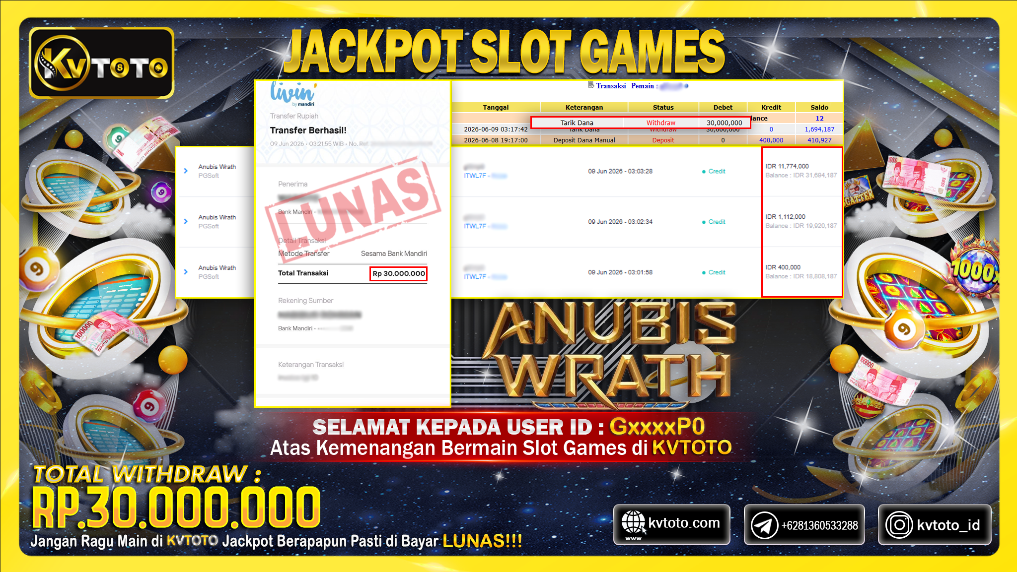 ✨ JACKPOT Di SLOT ANUBIS WRATH ✨