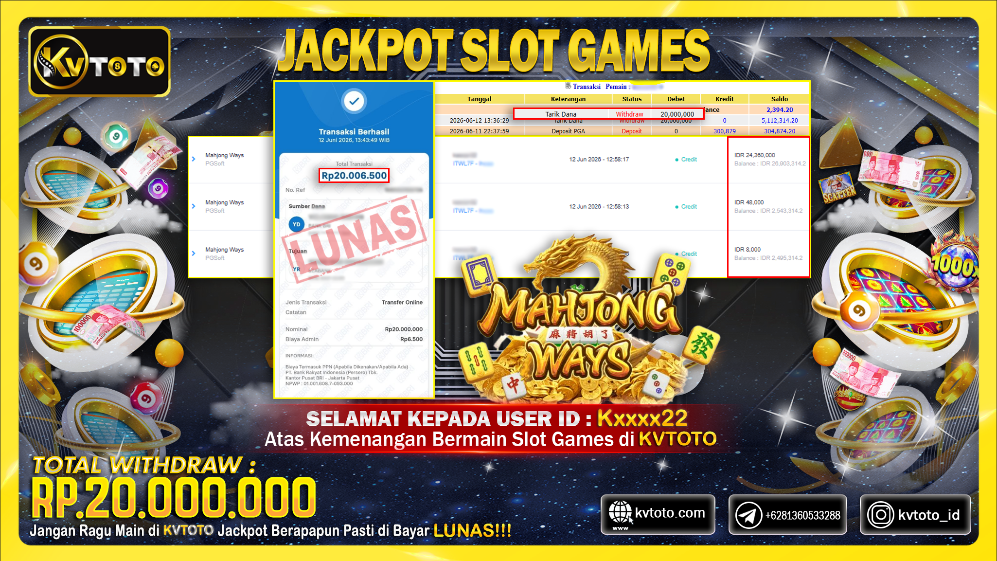 ✨ JACKPOT Di SLOT MAHJONG WAYS ✨