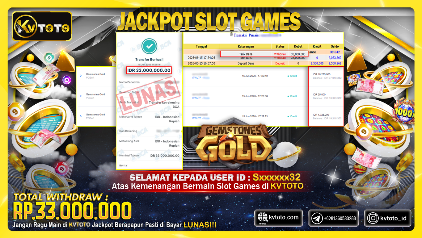 ✨ JACKPOT Di SLOT GEMSTONES GOLD✨