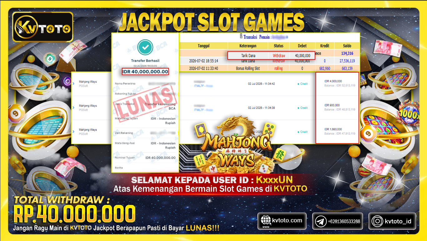 ✨ JACKPOT Di SLOT MAHJONG WAYS ✨