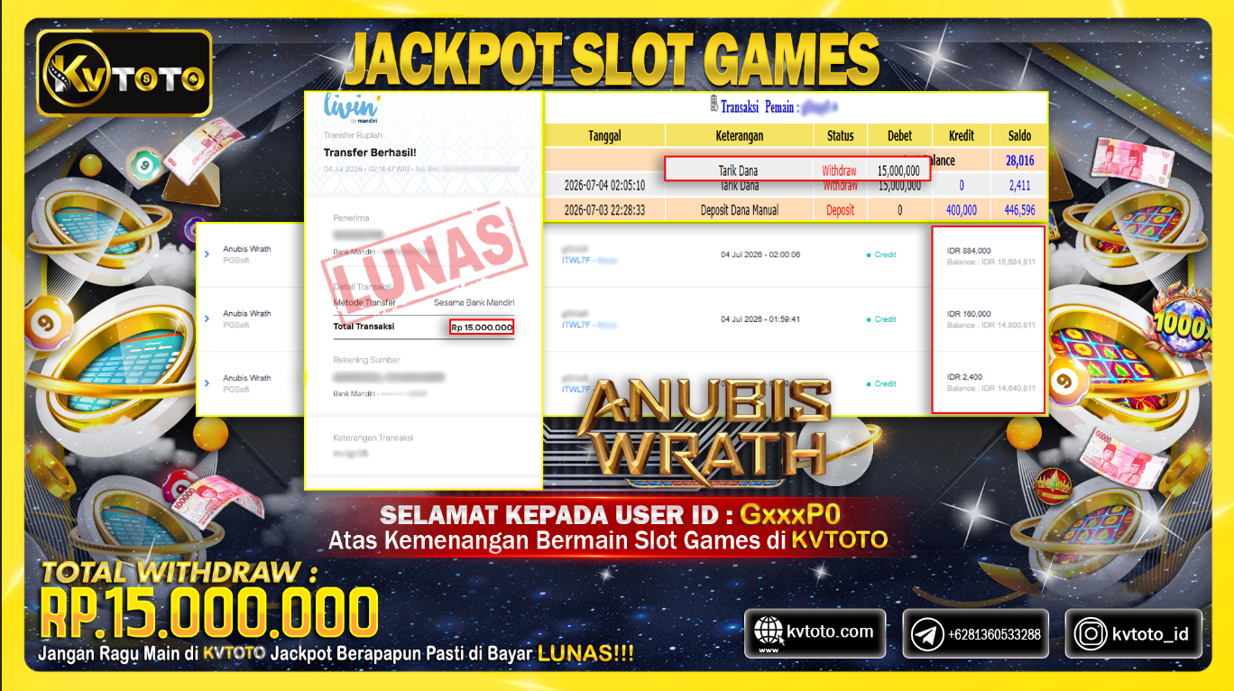 ✨ JACKPOT Di SLOT ANUBIS WRATH ✨