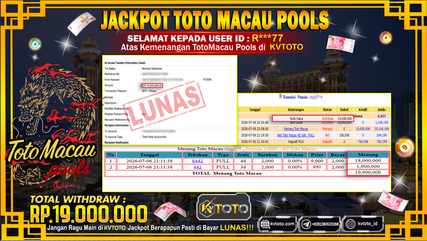 ✨ JACKPOT Di TOTOMACAU POOLS  ✨