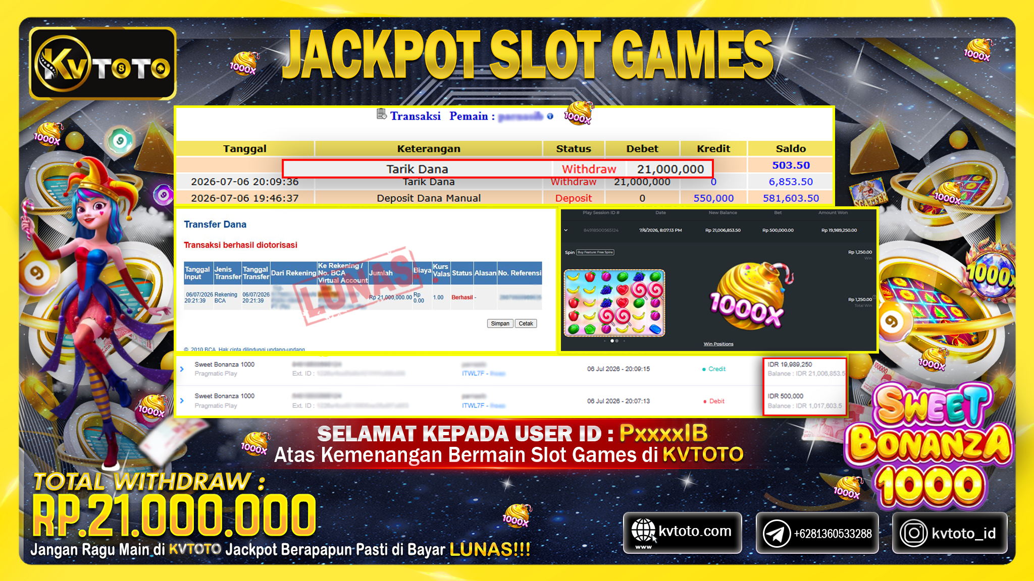 ✨ JACKPOT Di SLOT SWEET BONANZA 1000 ✨