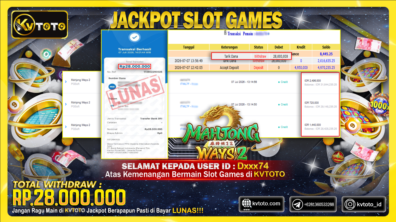 ✨ JACKPOT Di SLOT  MAHJONG WAYS 2✨