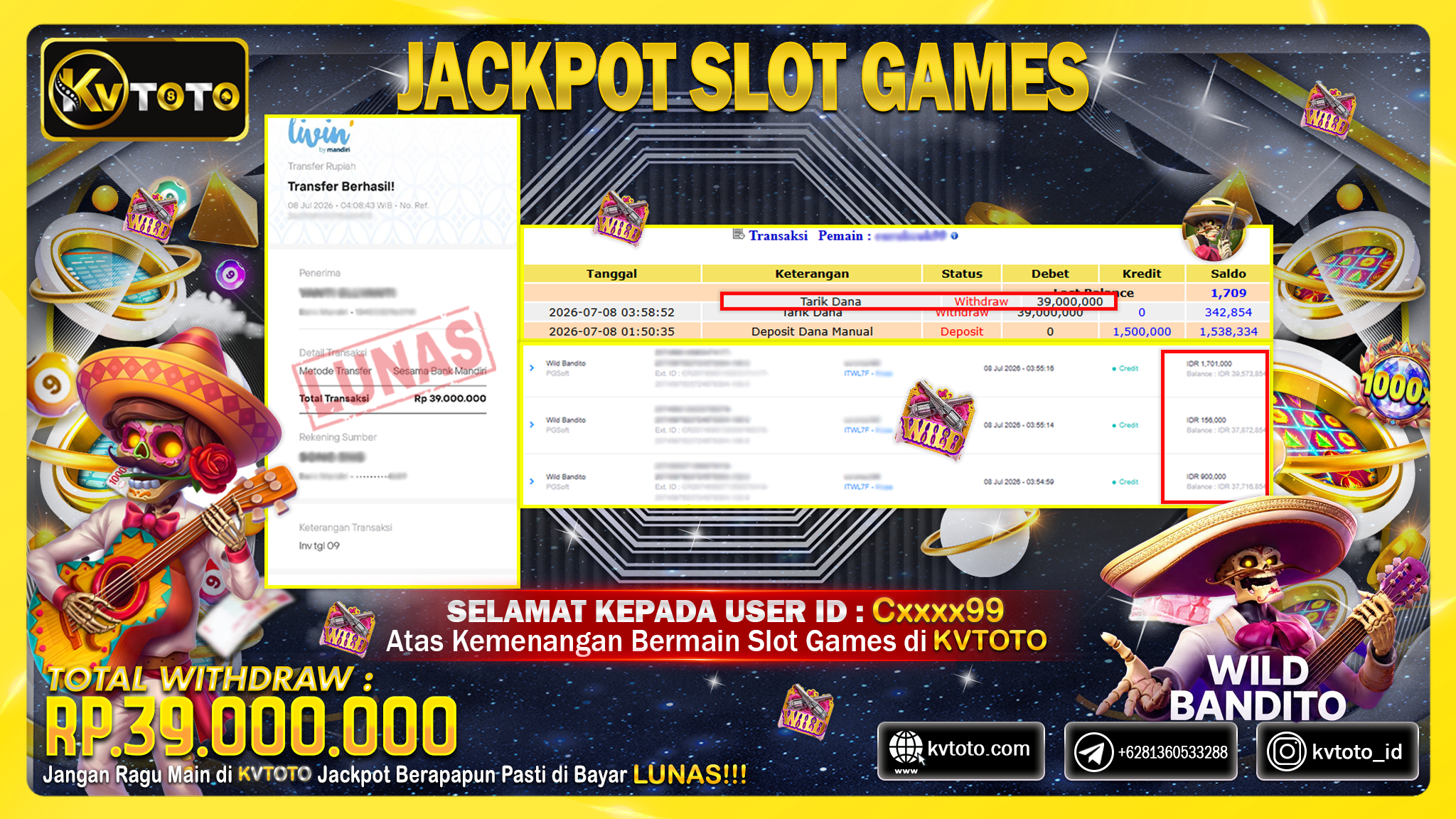 ✨ JACKPOT Di SLOT  GATES OF WILD BANDITO✨