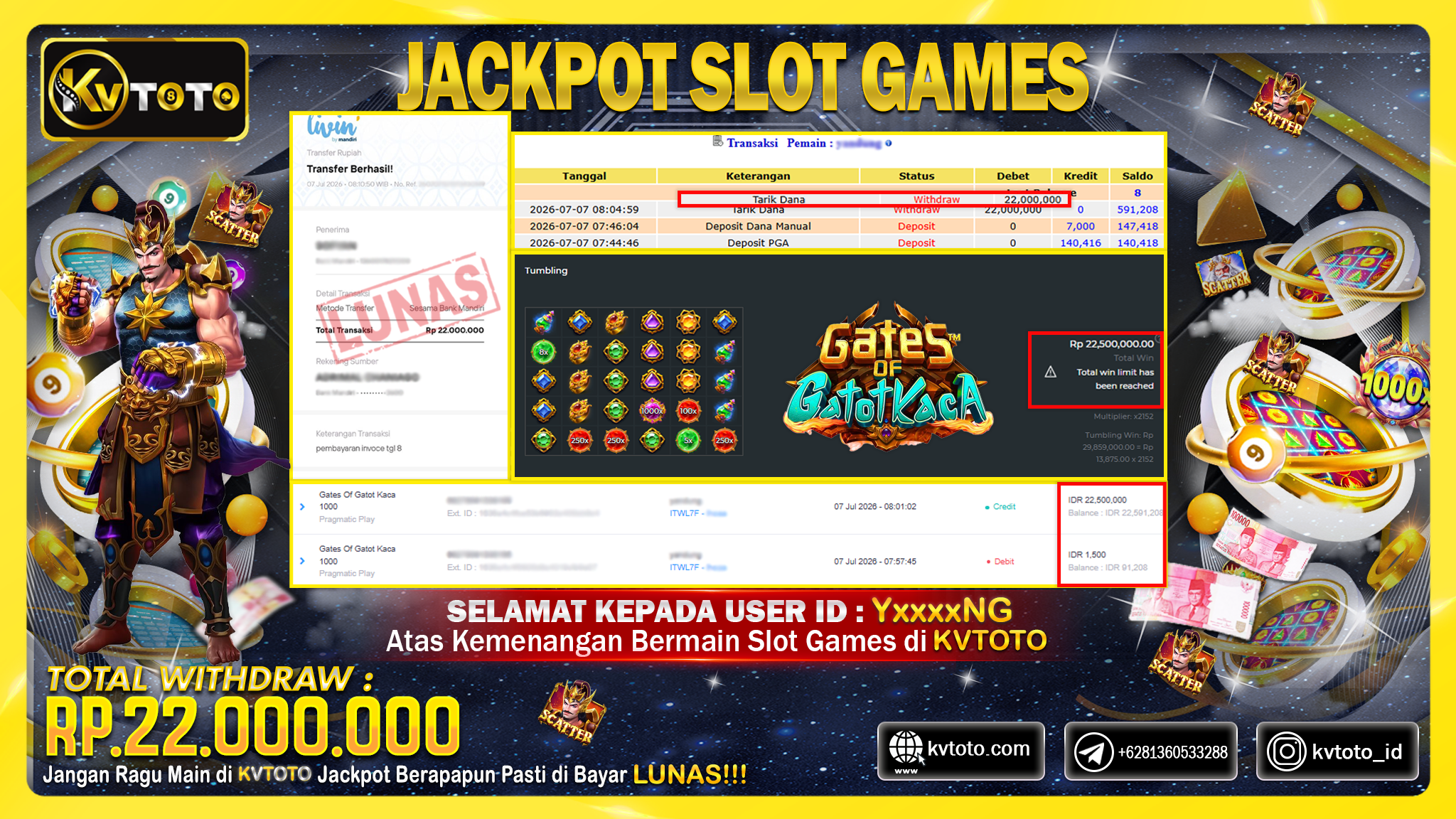✨ JACKPOT Di SLOT  GATES OF GATOT KACA✨