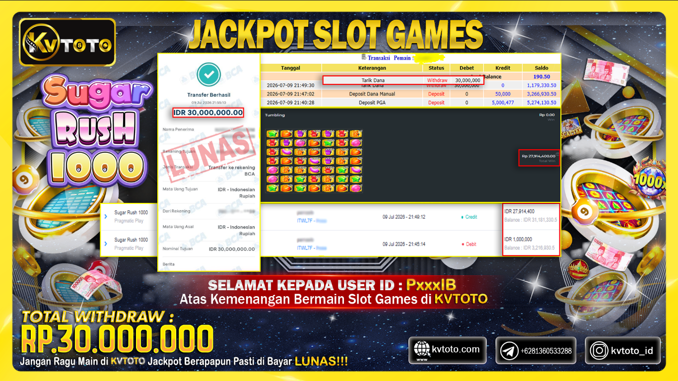 ✨ JACKPOT Di SLOT SUGAR RUSH 1000✨