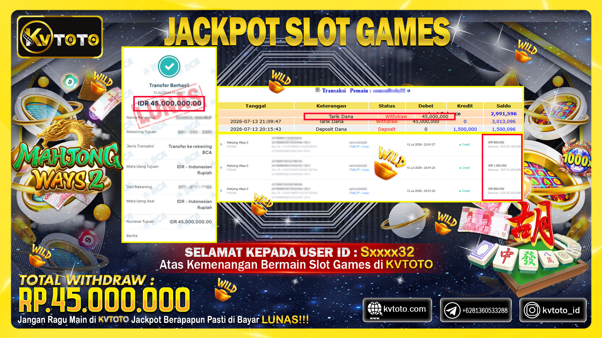 ✨ JACKPOT Di SLOT  MAHJONG WAYS 2✨
