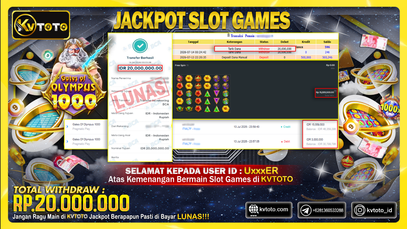 ✨ JACKPOT Di SLOT  GATES OF OLYMPUS 1000✨