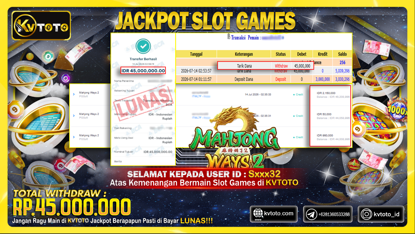 ✨ JACKPOT Di SLOT MAHJONG WAYS 2✨