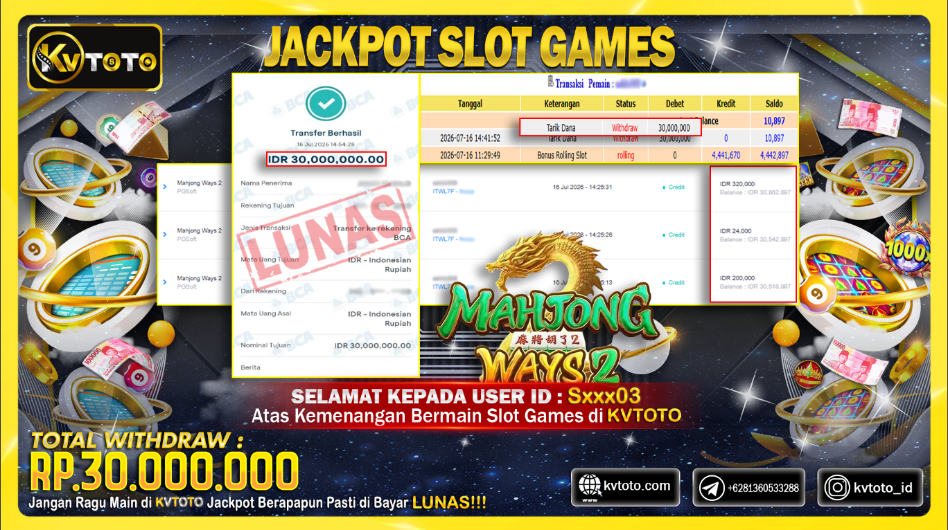 ✨ JACKPOT Di SLOT MAHJONG WAYS 2  ✨