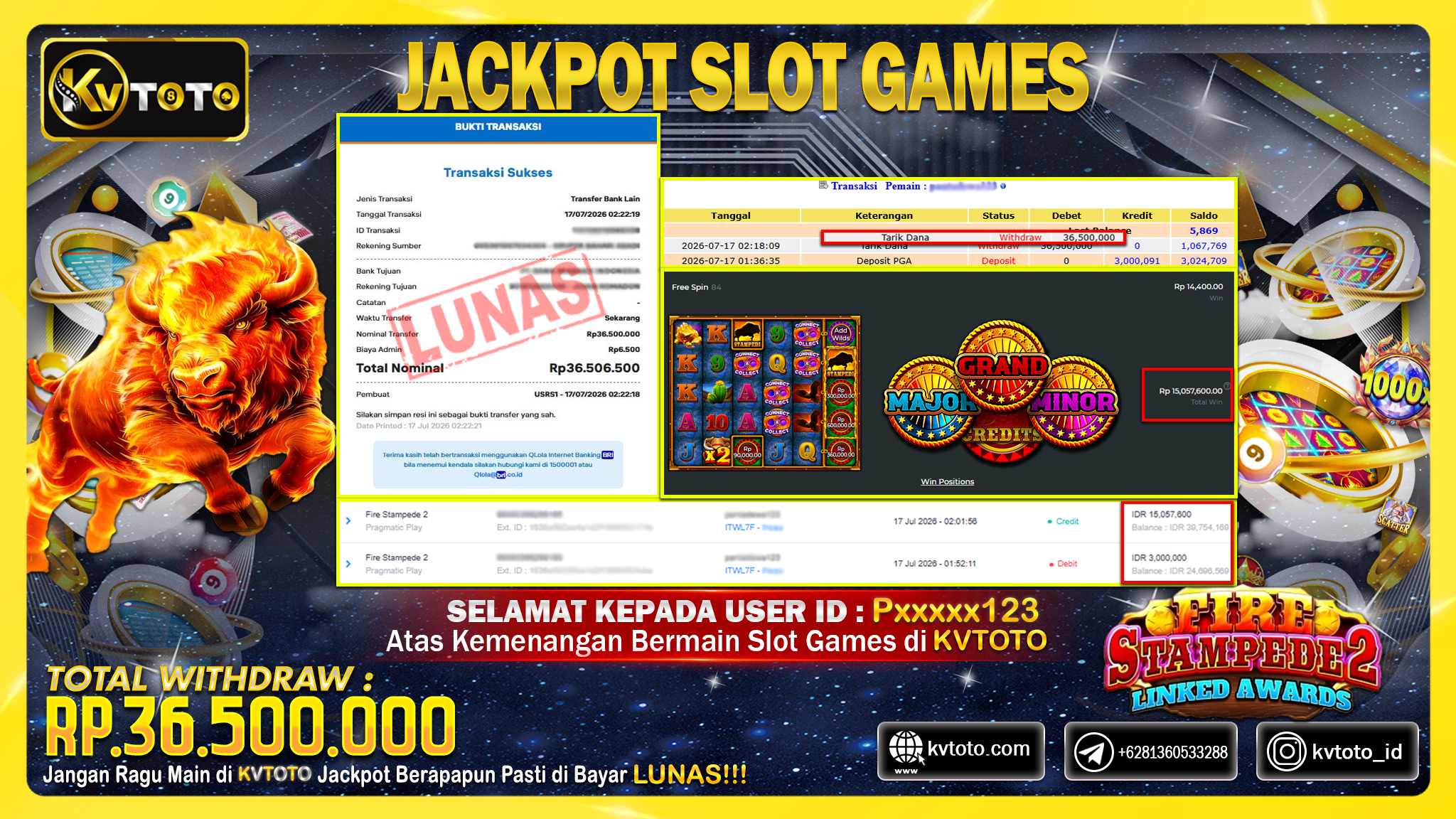 ✨ JACKPOT Di SLOT FIRE STAMPEDE 2 ✨
