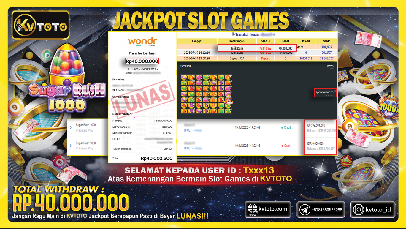 ✨ JACKPOT Di SUGAR RUSH 1000 ✨