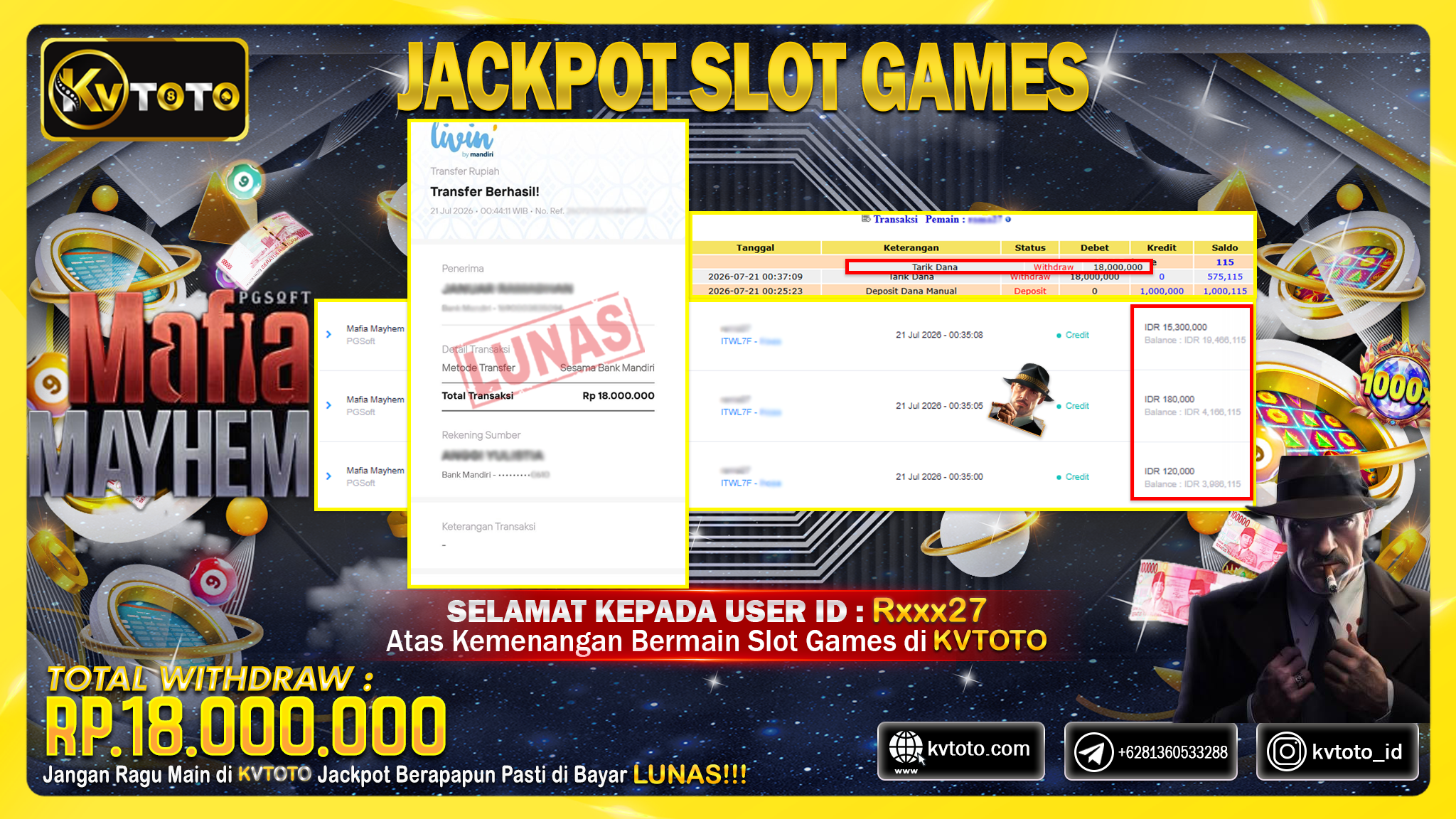 ✨ JACKPOT Di SLOT  MAFIA MAYHEM ✨