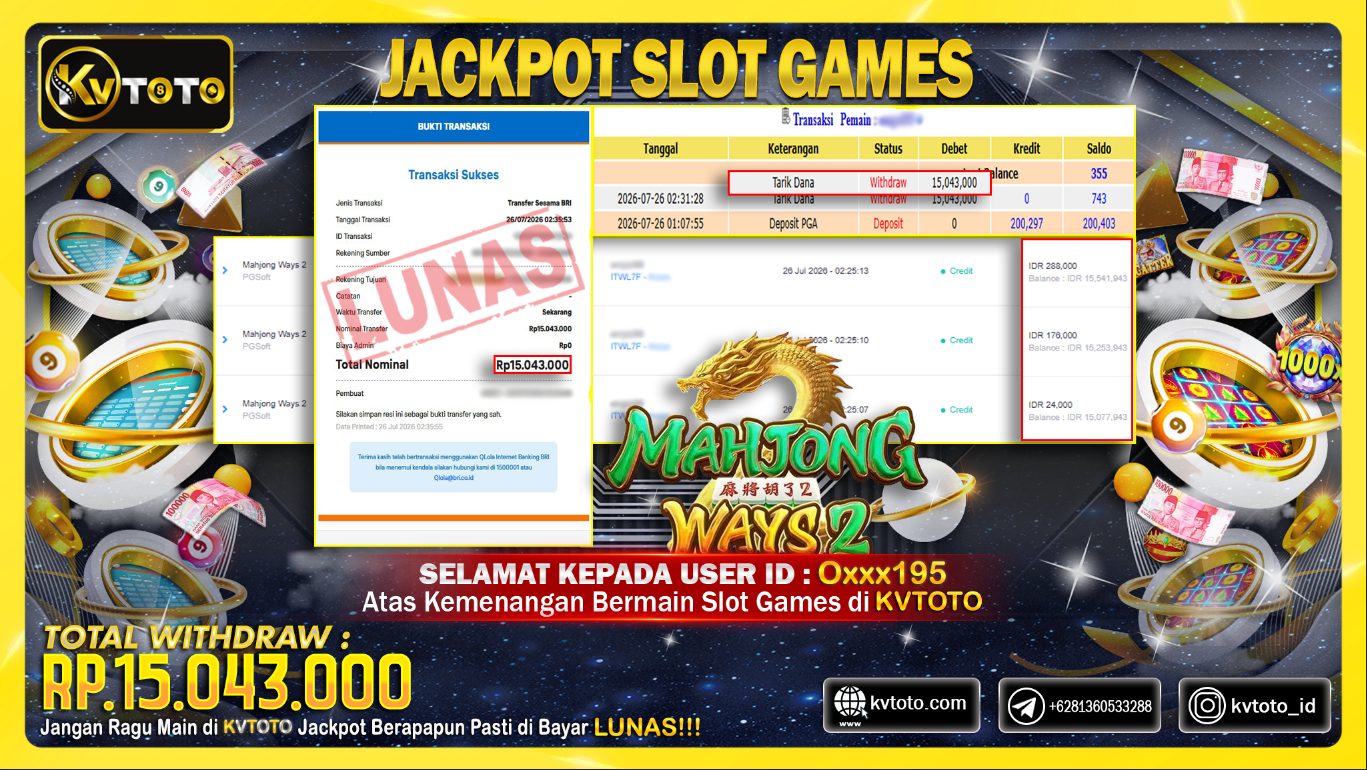 ✨ JACKPOT Di SLOT  MAHJONG WAYS 2 ✨