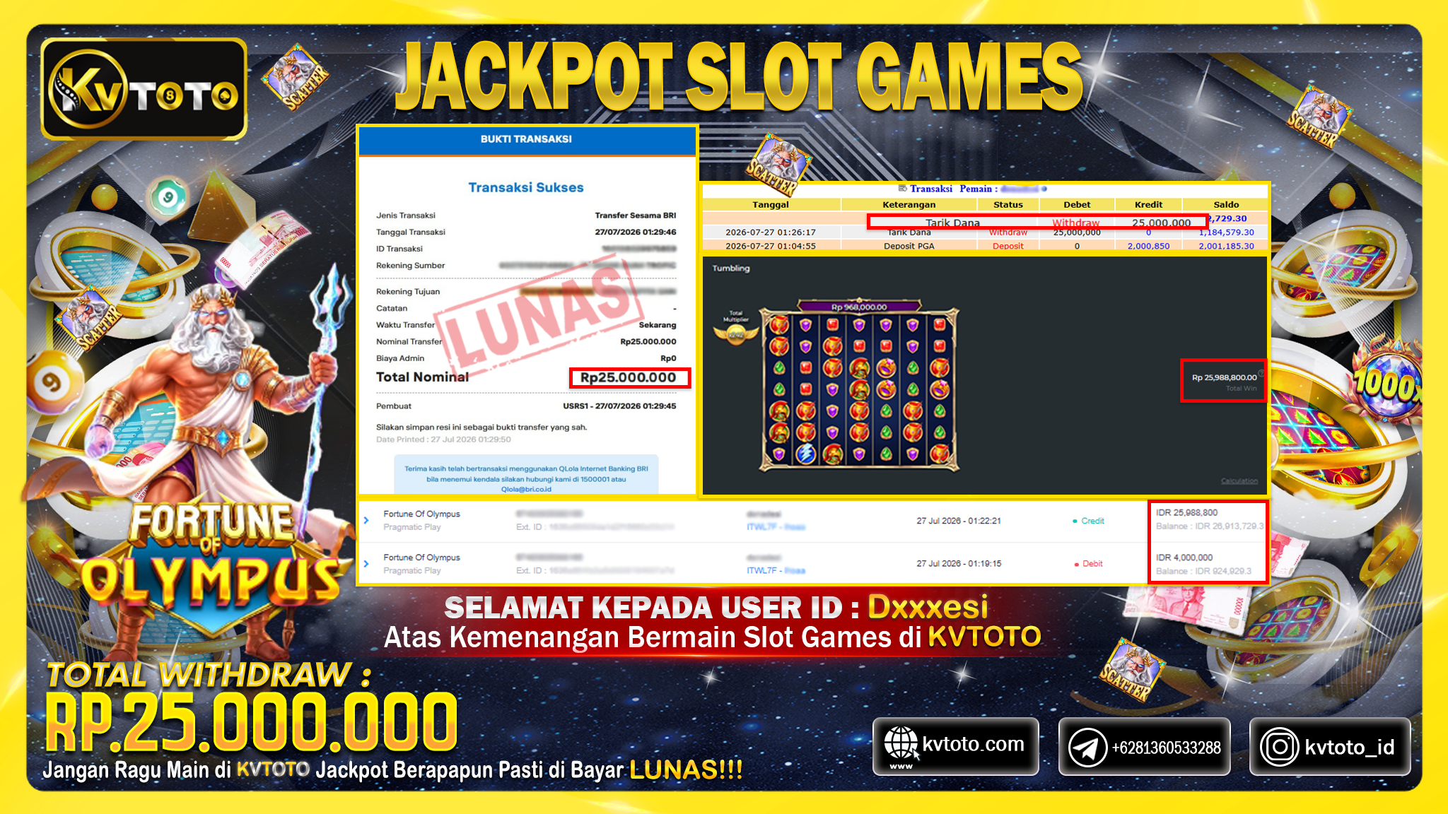 ✨ JACKPOT Di SLOT FORTUNE OF OLYMPUS ✨