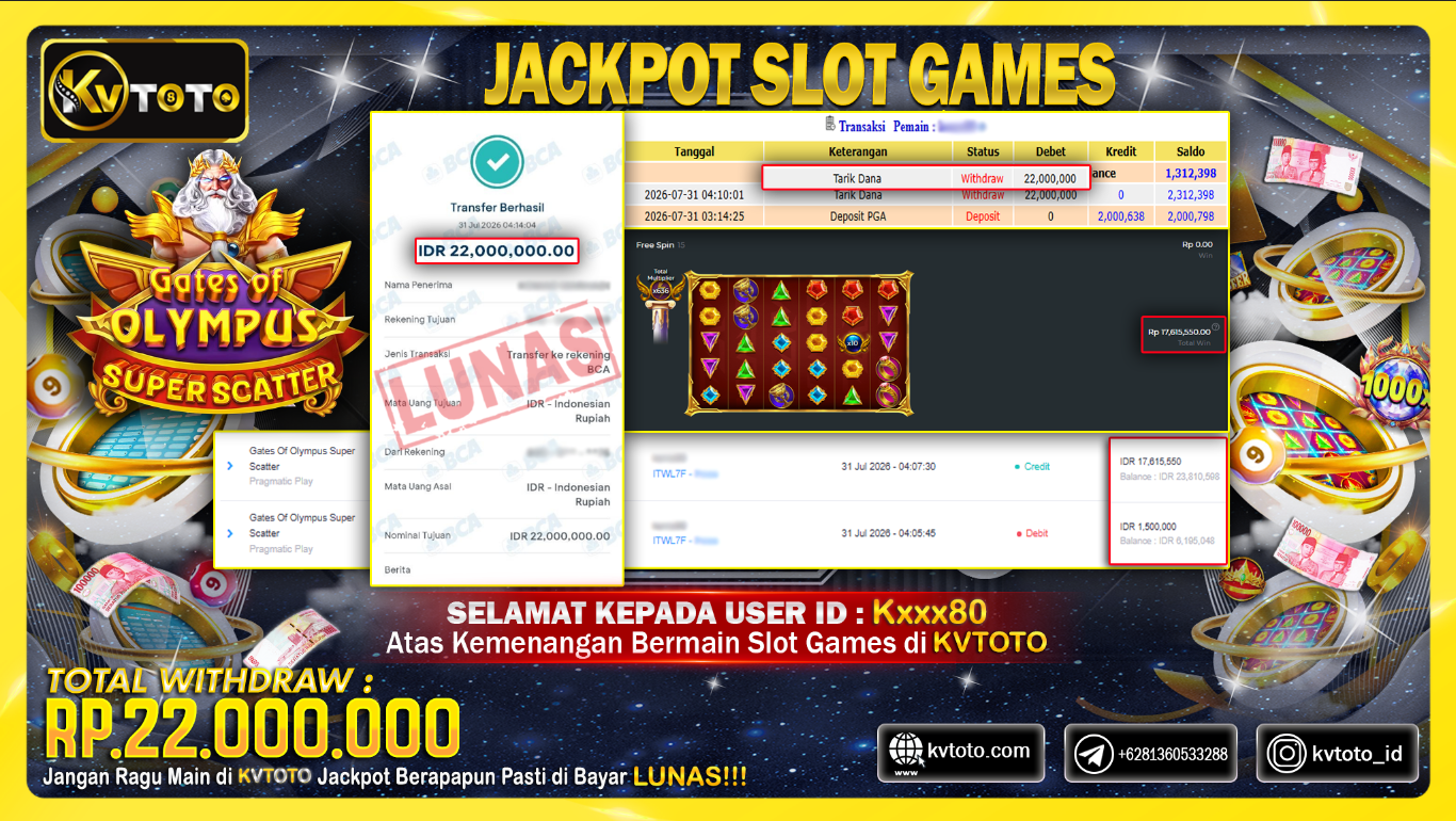 ✨ JACKPOT Di PERMAINAN GATES OF OLYMPUS SUPER SCATTER  ✨