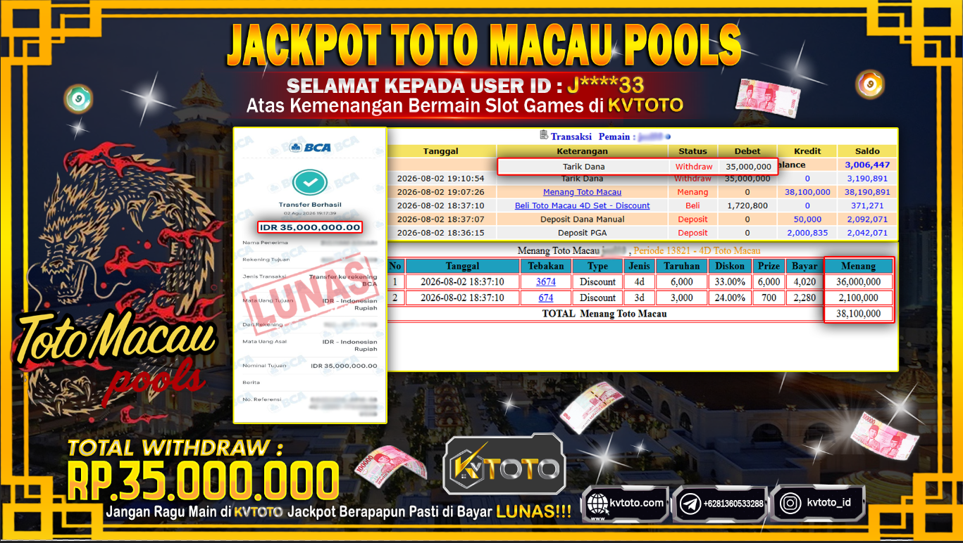 ✨ JACKPOT Di TOTO MACAU POOLS ✨