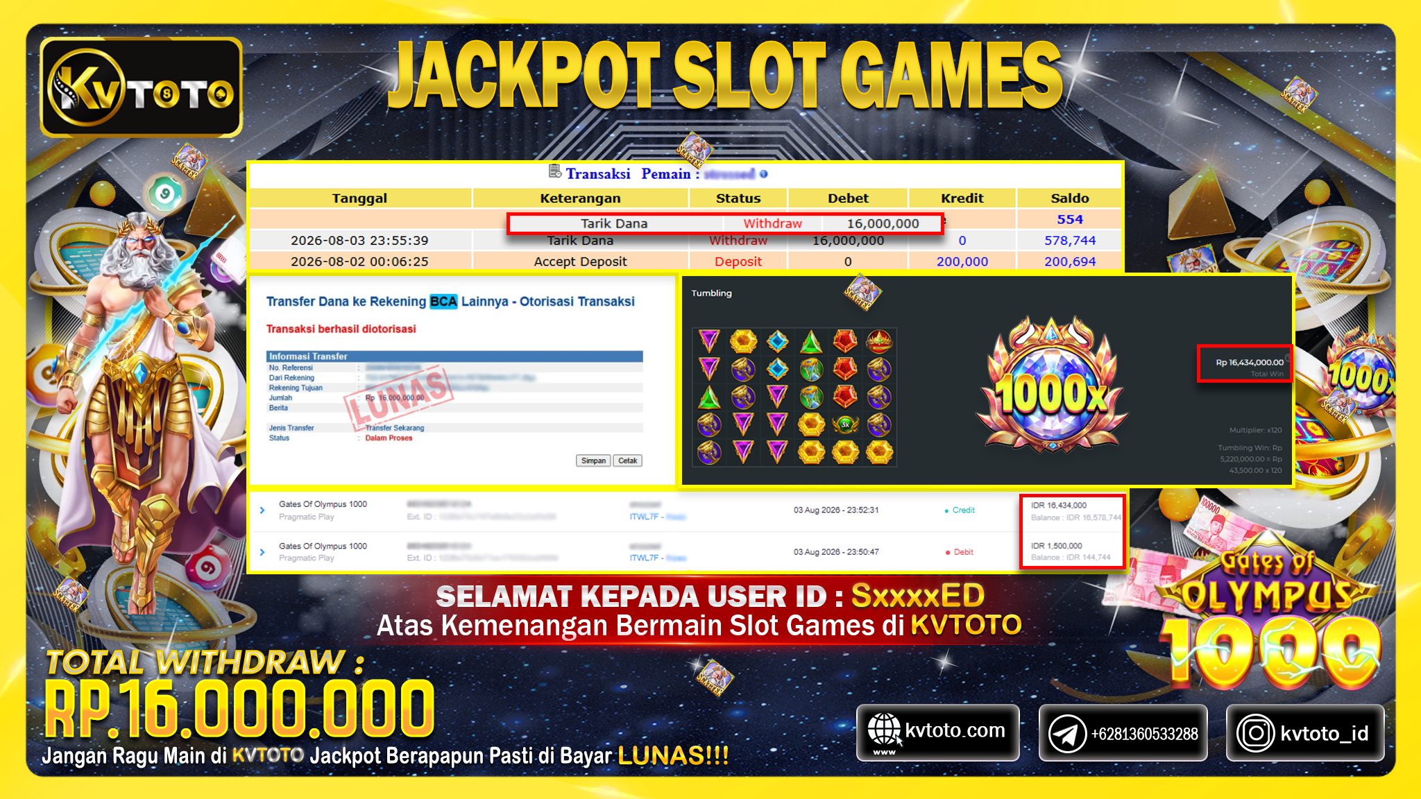 ✨ JACKPOT Di SLOT GATES OF OLYMPUS 1000 ✨