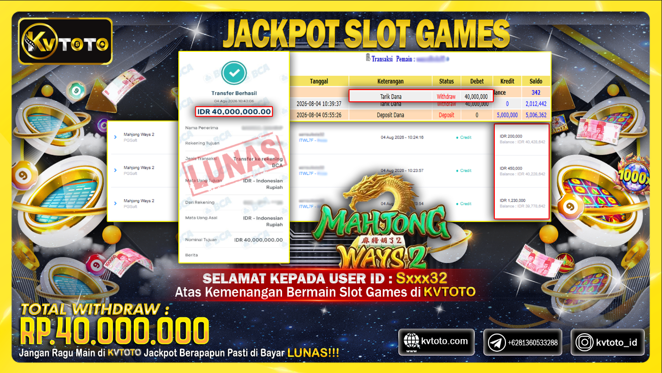 ✨ JACKPOT Di PERMAINAN MAHJONG WAYS 2 ✨
